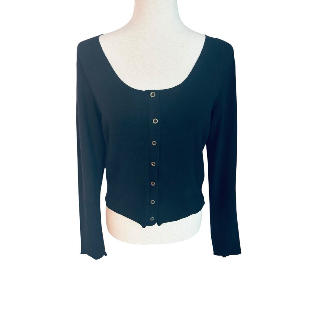 Chelsea & Violet Women’s Black Ribbed Pullover Size XL Stretch NEW